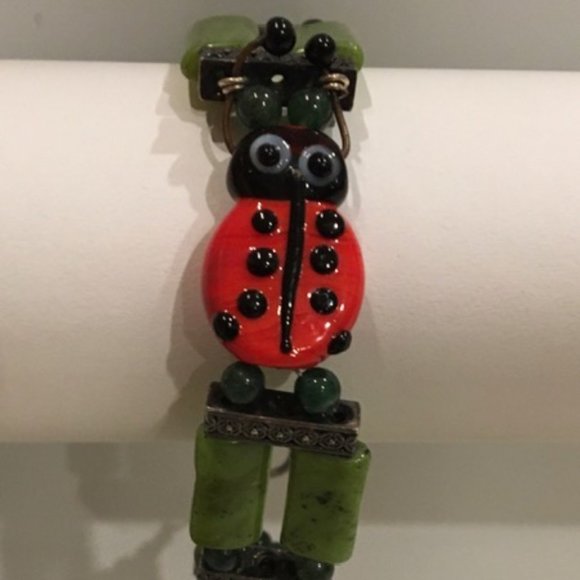 Lady Bug Bracelet Artisan Handmade Sterling Clasp - Picture 1 of 4